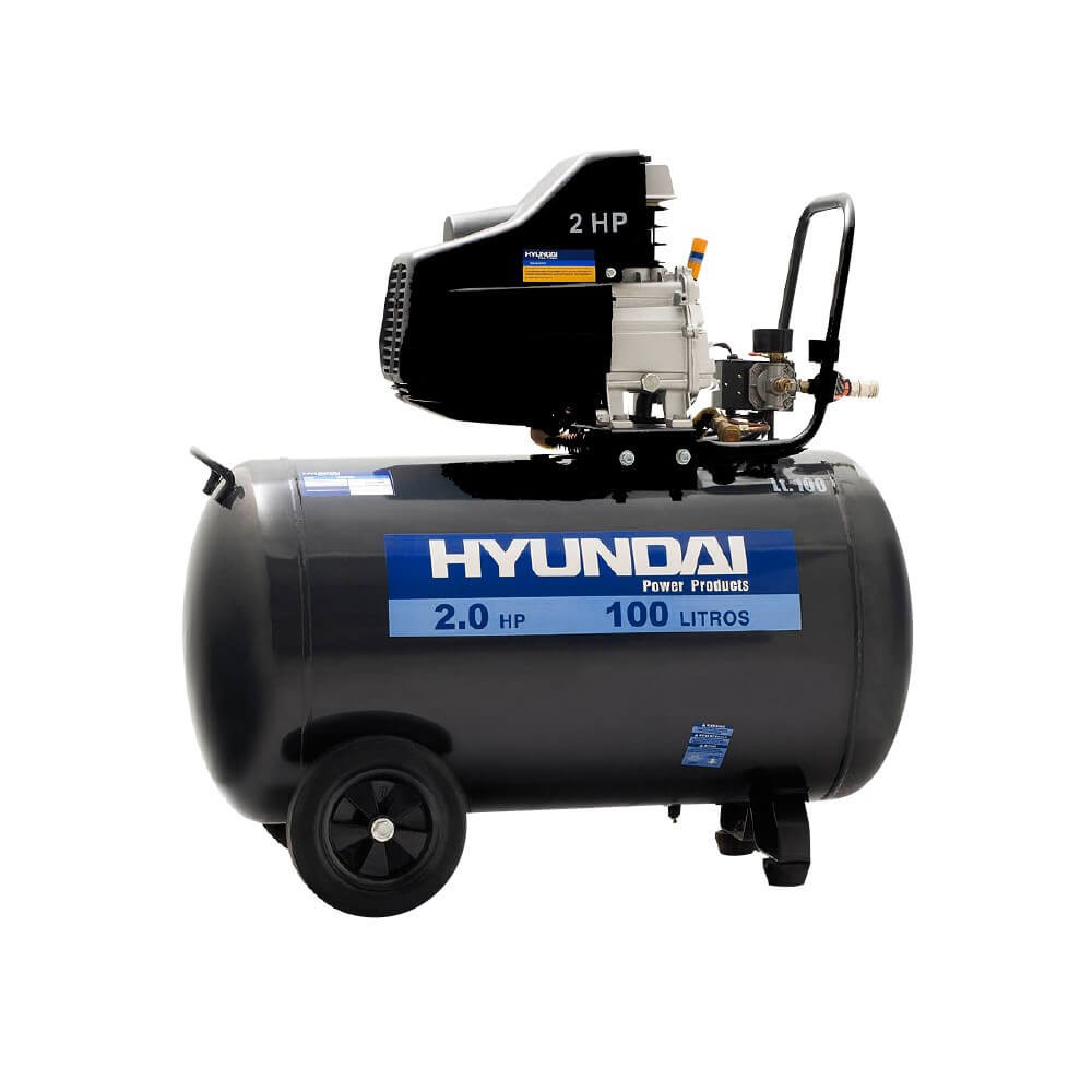 Compresor Hyundai Monofásico 2HP 100L 115psi Correa