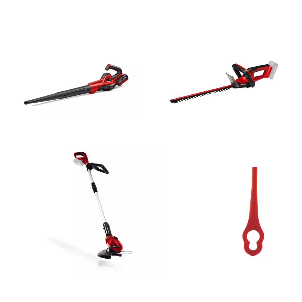 Kit de jardin Einhell cortaseto+ soplador + Orilladora y accesorio