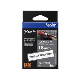 [TZEFX241] CINTA FLEXIBLE NEGRO SOBRE BLANCO 18MM
