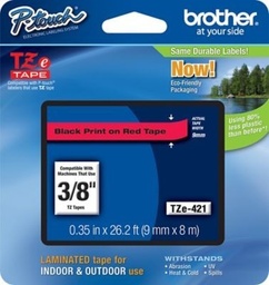 [TZE421] Cinta rotuladora brother negro sobre rojo 9 MM